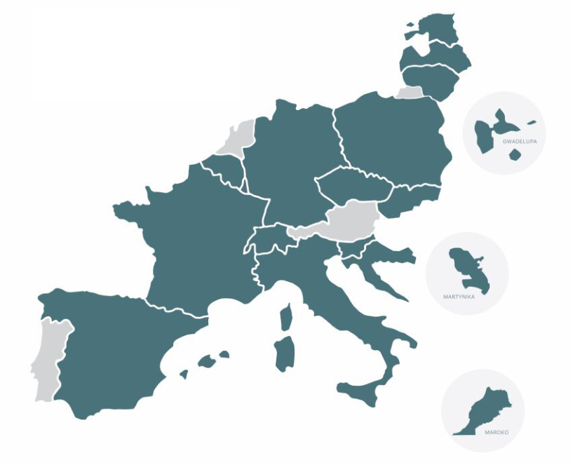 Mapa zasięgu Vendom w Europie
